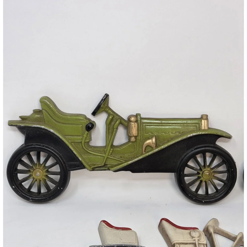 Vintage Midwest Cast Aluminum Antique Car Wall Plaques Set of 3 MCM Garage Decor